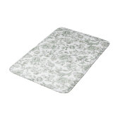Salbeigrünes Blumen-Vintage-Toile-Muster Badematte (Schrägansicht)