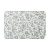 Salbeigrünes Blumen-Vintage-Toile-Muster Badematte (Vorderseite)