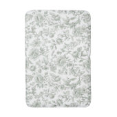 Salbeigrünes Blumen-Vintage-Toile-Muster Badematte (Vorderseite Vertikal)