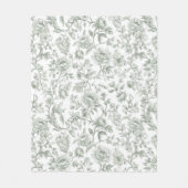 Salbeigrünes Blumen-Vintage-Toile-Muster Fleecedecke (Vorderseite)