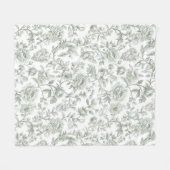 Salbeigrünes Blumen-Vintage-Toile-Muster Fleecedecke (Vorderseite (Horizontal))