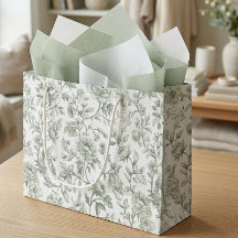 Salbeigrünes Blumen-Vintage-Toile-Muster