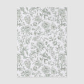 Salbeigrünes Blumen-Vintage-Toile-Muster Seidenpapier (Vorderseite)