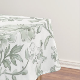 Salbeigrünes Blumen-Vintage-Toile-Muster Tischdecke