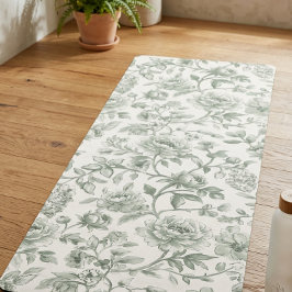 Salbeigrünes Blumen-Vintage-Toile-Muster Yogamatte