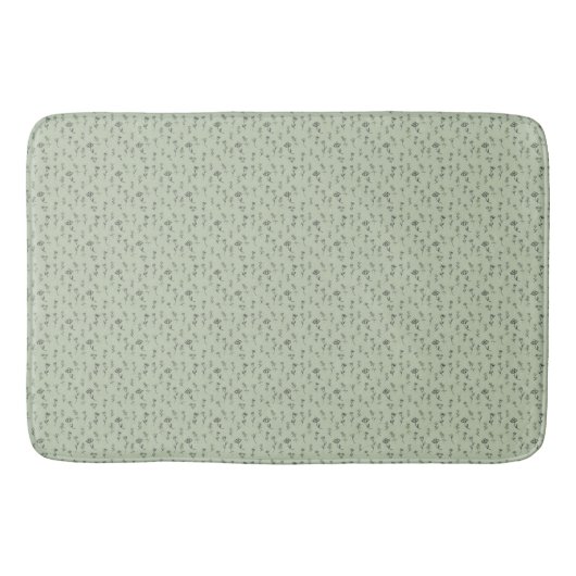 Salbeigrünes Blumenmuster  Badematte (Vorderseite)