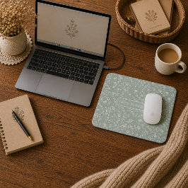 Salbeigrünes Blumenmuster, Farmhaus, Cottage-Core- Mousepad