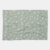 Salbeigrünes Blumenmuster, Farmhaus, Cottagecore Geschirrtuch (Horizontal)