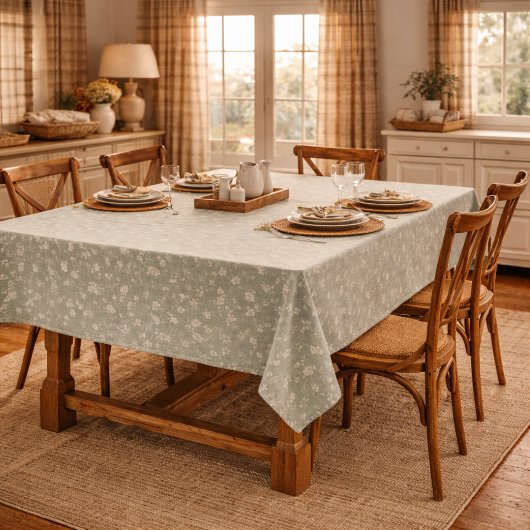 Salbeigrünes Blumenmuster, Farmhaus, Cottagecore Tischdecke