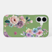 Salbeigrünes Blumenmuster iPhone 16 Hülle (Rückseite (Horizontal))