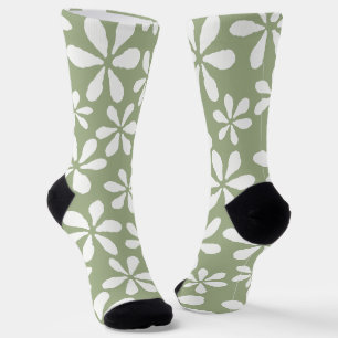 Salbeigrünes Blumenmuster Moderne hübsche Blütenmu Socken