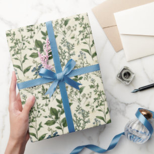 Salbeigrünes Botanisches Cottagecore-Geburtstagsge Geschenkpapier