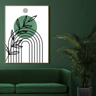 Salbeigrünes Botanisches Geometrisches Design der Poster