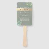 Salbeigrünes botanisches Hochzeitsprogramm Fächer (Vorderseite)