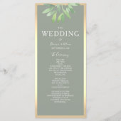 Salbeigrünes Botanisches Hochzeitsprogramm Programm (Vorderseite)