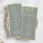 Salbeigrünes Botanisches Hochzeitsprogramm Programm