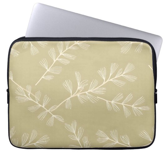 Salbeigrünes botanisches Muster cremefarbene handg Laptopschutzhülle (Vorderseite)