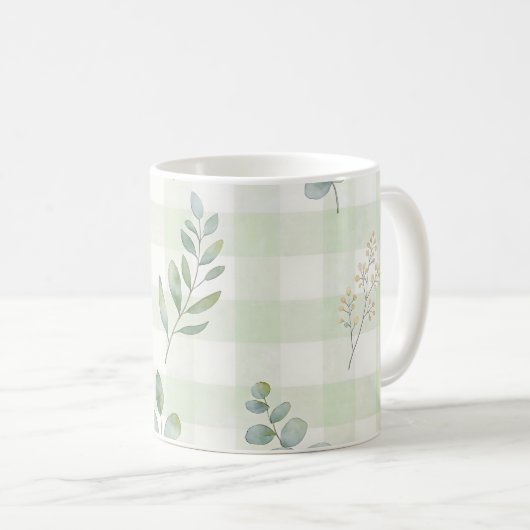 Salbeigrünes botanisches nahtloses Design Kaffeetasse (VorderseiteRechts)