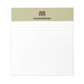 Salbeigrünes Chic personalisiertes Monogramm Name Notizblock (Vorderseite)