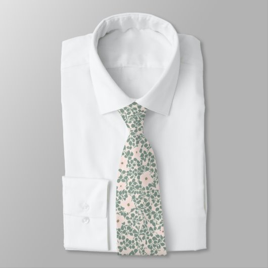 Salbeigrünes Ditsy-Blumenmuster Krawatte (Gebunden)