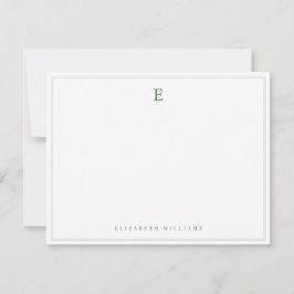 Salbeigrünes Doppelrand-Einfach-elegantes Monogram Mitteilungskarte