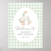 Salbeigrünes Dummer-Gans-Baby-Shower-Willkommenssc Poster (Vorne)