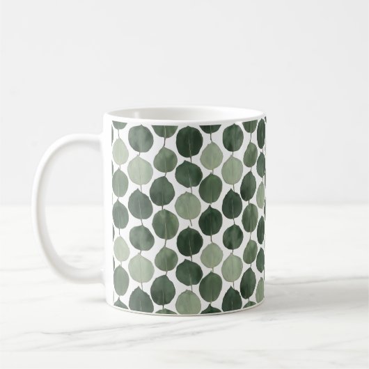 Salbeigrünes Eukalyptusblatt-Muster Botanische Pfl Kaffeetasse (Links)
