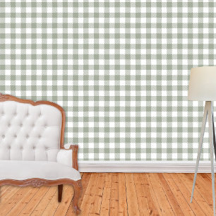 Salbeigrünes Farmhouse-Gingham-Karo-Buffalo-Karo Tapete
