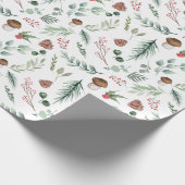 Salbeigrünes Feiertagsmuster Geschenkpapier (Ecke)