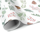 Salbeigrünes Feiertagsmuster Geschenkpapier (Rolleneckpunkt)