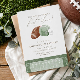 Salbeigrünes First-Down-Football zum ersten Geburt Einladung