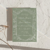 Salbeigrünes Florales Boho Botanisches QR-Code Hoc Einladung