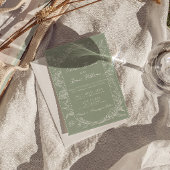 Salbeigrünes Florales Boho Botanisches QR-Code Hoc Einladung