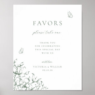 Salbeigrünes florales Hochzeitsgeschenk-Schild Poster