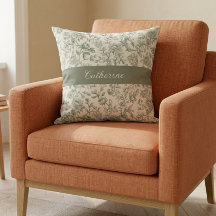 Salbeigrünes florales vintage Toile Monogramm Name