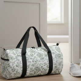 Salbeigrünes florales vintage Toile-Muster Duffle Bag