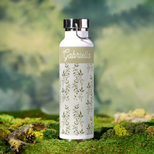 Salbeigrünes französisches Land Oliv-Mustername Trinkflasche