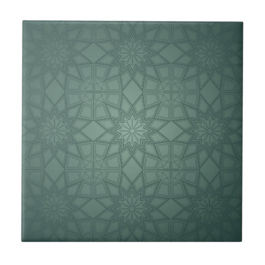 Salbeigrünes geometrisches Muster Fliese (Vorderseite)