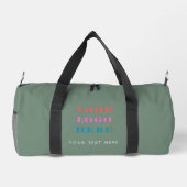 Salbeigrünes Geschäftslogo & Text Fitness Duffle Bag (Rückseite)