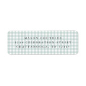 Salbeigrünes Gingham-Muster Rücksendeadresse (Vorne)