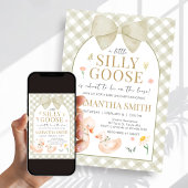 Salbeigrünes Gingham Silly Goose Babyshower Einladung