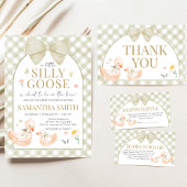 Salbeigrünes Gingham Silly Goose Babyshower Einladung
