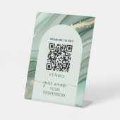 Salbeigrünes Gold Venmo-Zahlungs-QR-Code Sockelschild (Vorderseite)