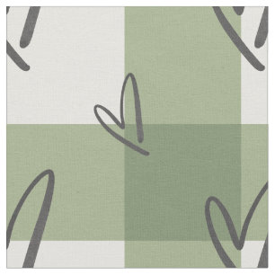 Salbeigrünes Herz Gingham gekämmte Baumwolle Stoff