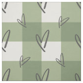 Salbeigrünes Herz Gingham gekämmte Baumwolle Stoff (Muster)