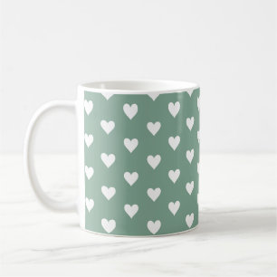 Salbeigrünes Herz Muster Kaffeetasse