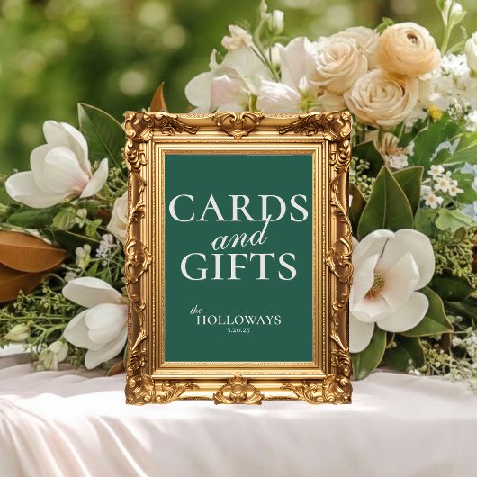 Salbeigrünes Hochzeitsempfangs-Geschenktisch-Schil Poster
