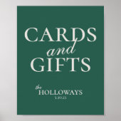 Salbeigrünes Hochzeitsempfangs-Geschenktisch-Schil Poster (Vorne)