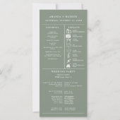 salbeigrünes Hochzeitsinfografik-Programm (Vorderseite)