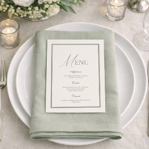 Salbeigrünes Hochzeitsmenü   Elegante Elfenblumen  Einladung